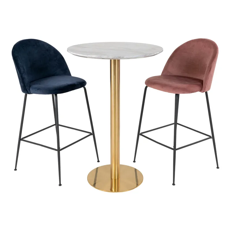 Stół Barowy MEBLIVA Bolzano Okrągły 70 cm Glamour - Marmur/Złoty