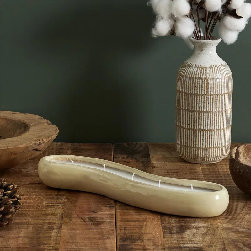 Świeca Ceramiczna MEBLIVA Glaze Podłużna, Porcelana - Biała