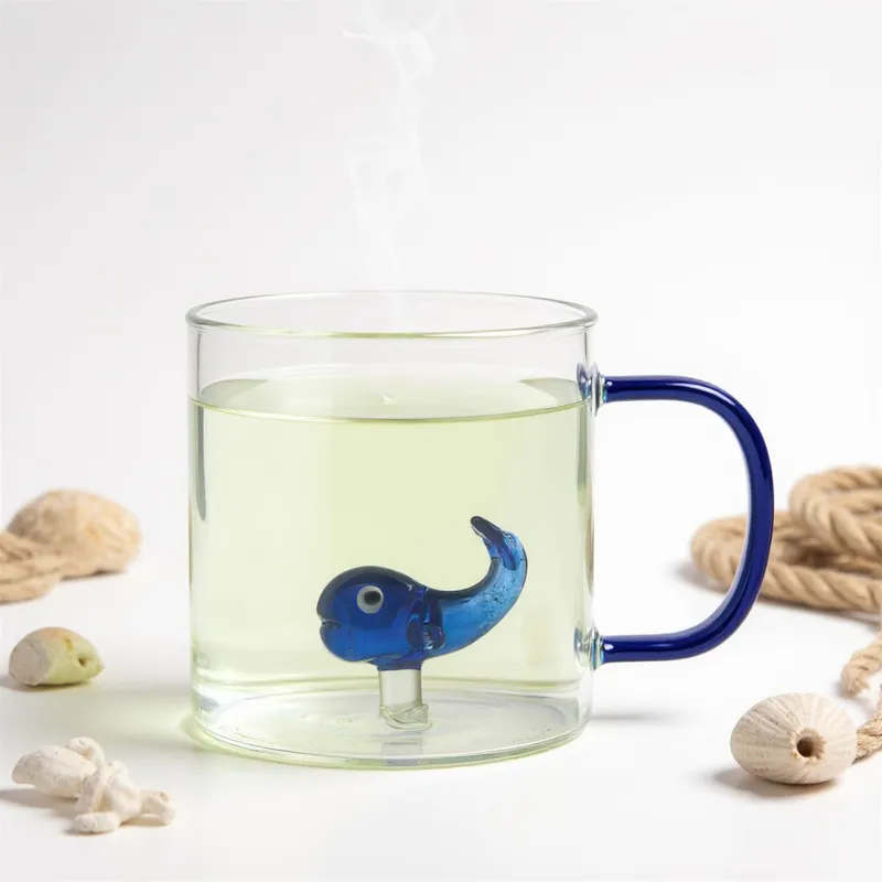 Kubek Szklany MEBLIVA Wieloryb 300 ml - Transparentny