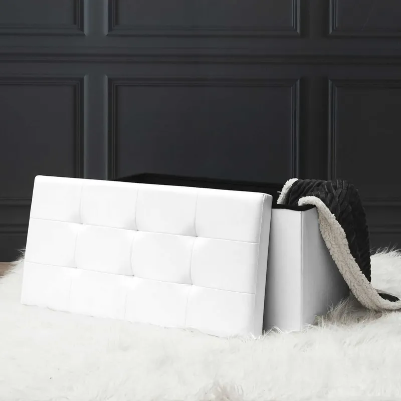 Pufa MEBLIVA Velse Eko Skóra Schowek 76,5 cm - Biała
