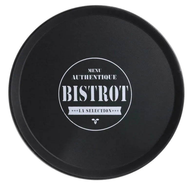 Taca MEBLIVA Bistrot Antypoślizgowa, Retro, Okrągła 35,5 cm - Czarny