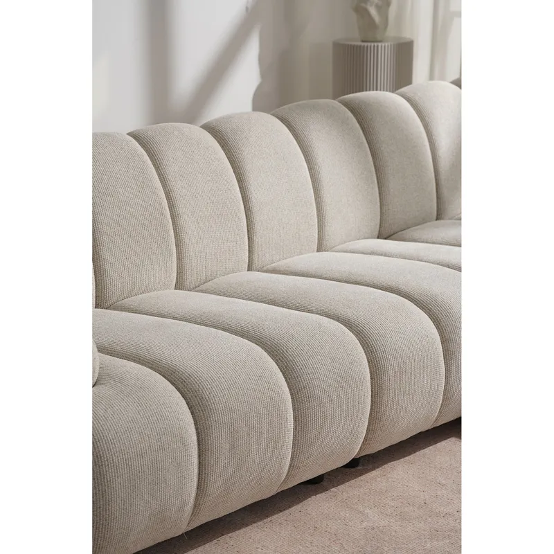Sofa Narożna MEBLIVA Taza Modułowa, Aksamit, 275 cm - Piaskowa