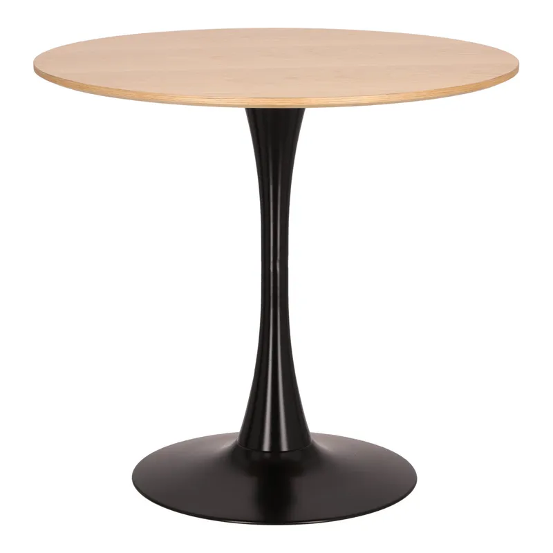 Stół MEBLIVA Skinny Okrągły 80 cm, Dąb/Czarny - Skandynawski