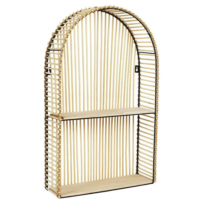 Półka Ścienna MEBLIVA Bali Boho Wisząca Metal Drewno - Czarny