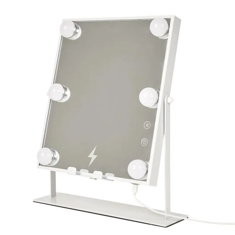 Lustro LED MEBLIVA Z Głośnikiem I Ładowarką, Metal Biały - 36,7 cm