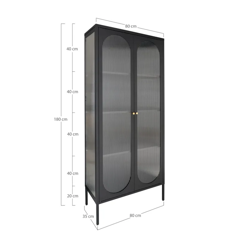 Gablota MEBLIVA Adelaide 180cm Metal Nowoczesna - Czarna