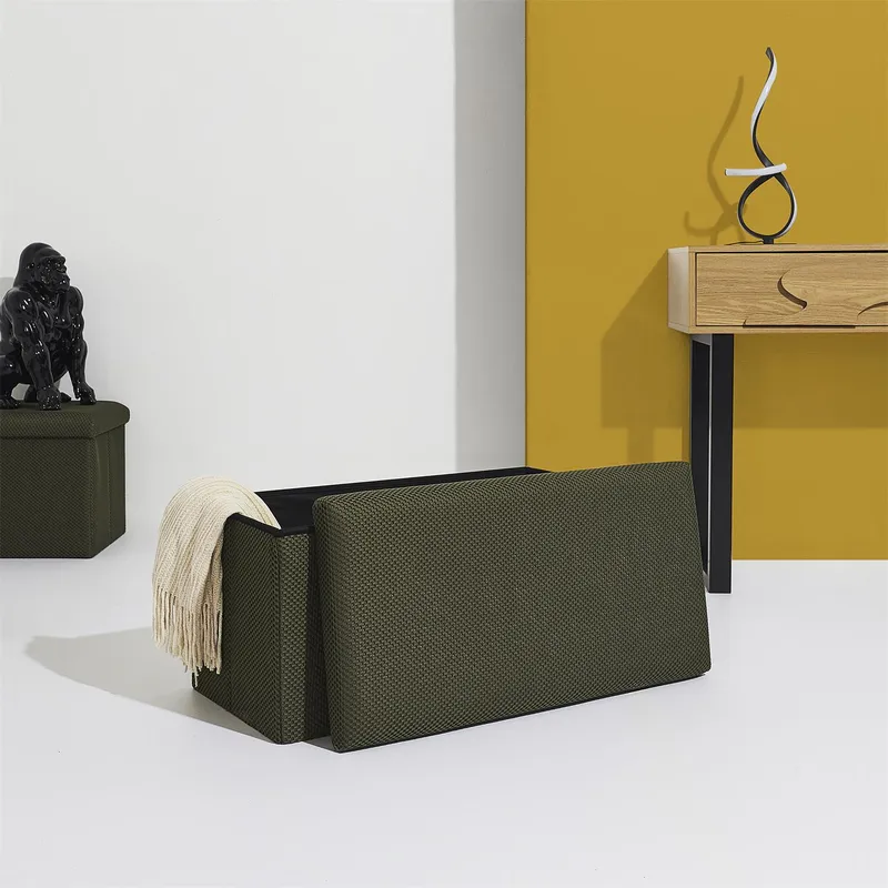 Pufa MEBLIVA Velse Atom Tkanina 76x38 cm - Khaki
