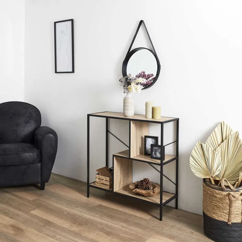 Regał MEBLIVA Rack S Industrialny Metal MDF - Czarny
