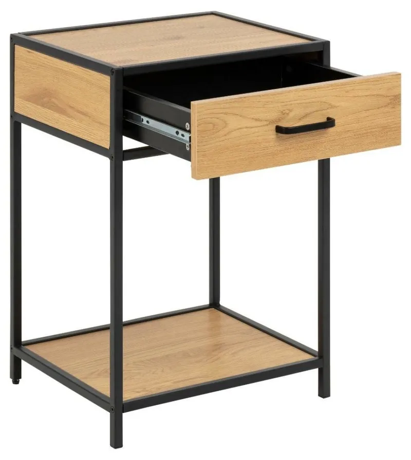 Szafka Nocna MEBLIVA Seaford MDF Metal Z Blatem - Czarny