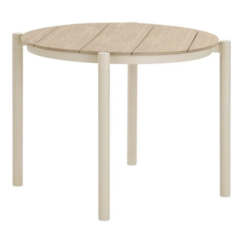 Stół MEBLIVA Abela Okrągły, Ceramika, 90cm - Piaskowy/Naturalny