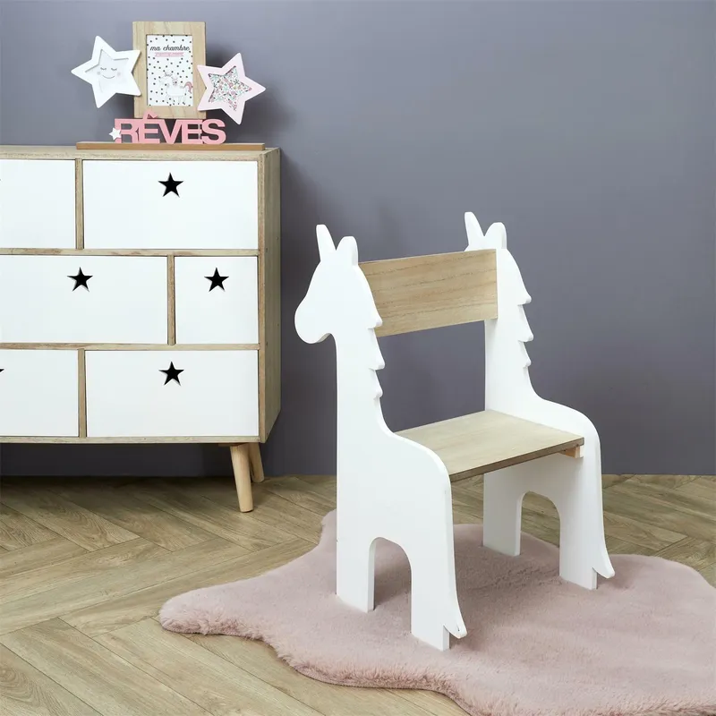 Krzesło Dziecięce MEBLIVA Unicorn MDF, Nowoczesne - Białe