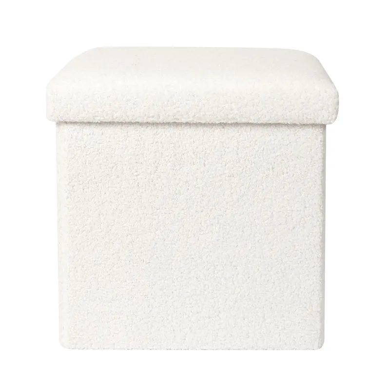 Pufa MEBLIVA Vels Boucle Składana, Aksamit, 38x38 cm - Biała