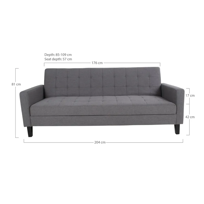 Sofa Rozkładana MEBLIVA Milton, Skandynawska, Funkcja Spania - Szara