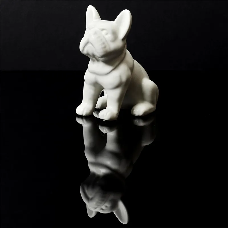 Figurka Buldoga MEBLIVA Ceramiczna Nowoczesna - Biała