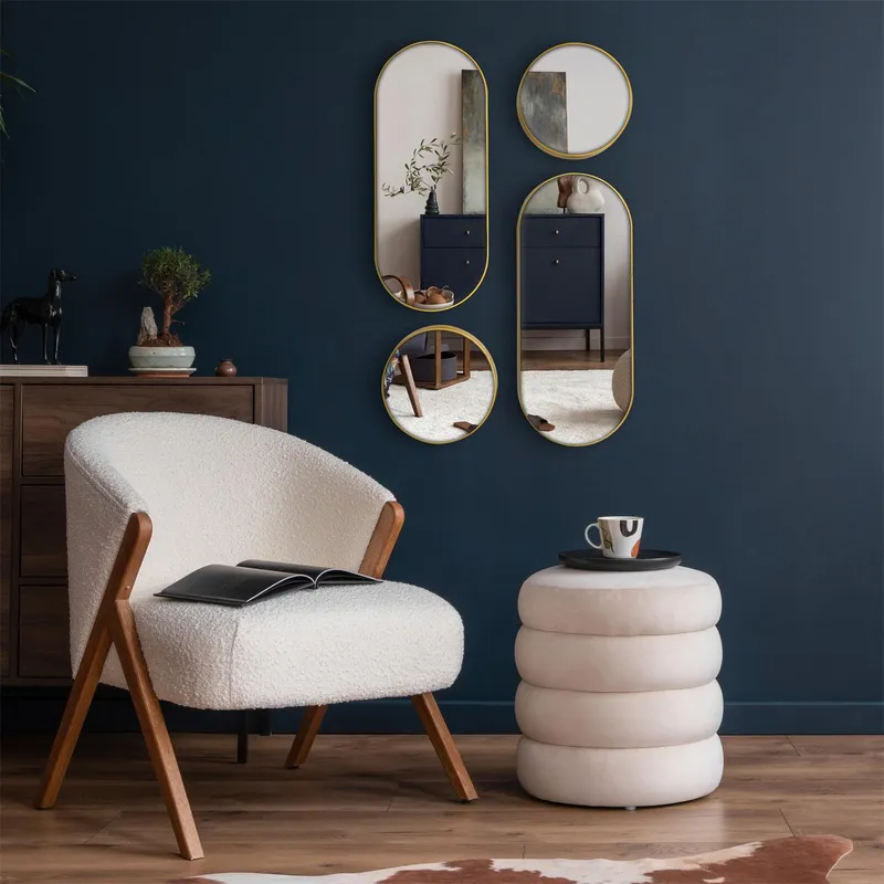 Zestaw 4 Luster MEBLIVA Deco Round, Okrągłe I Owalne, Glamour - Złoty