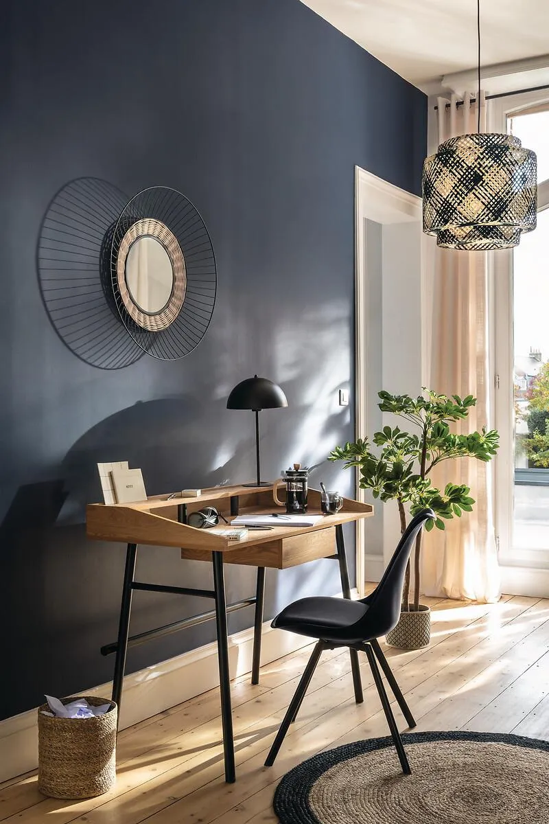 Biurko MEBLIVA Josan MDF Metal, Styl Boho - Brązowo-Czarne