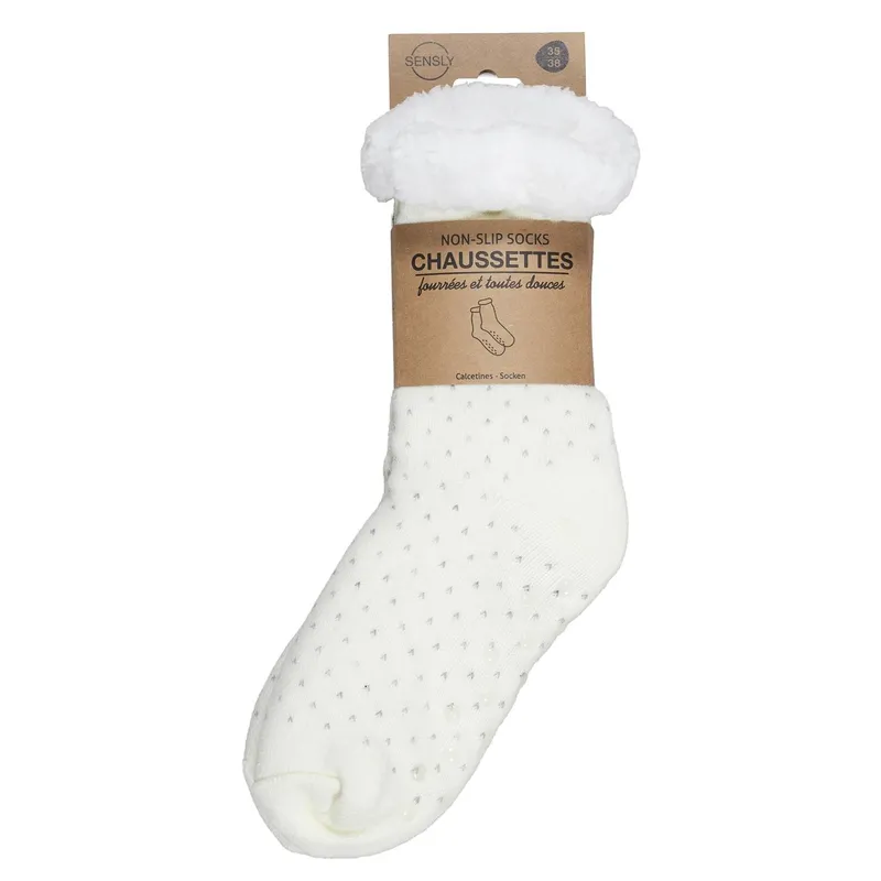 Skarpety MEBLIVA Ze Srebrnym Motywem, Poliester, 21 cm - Białe