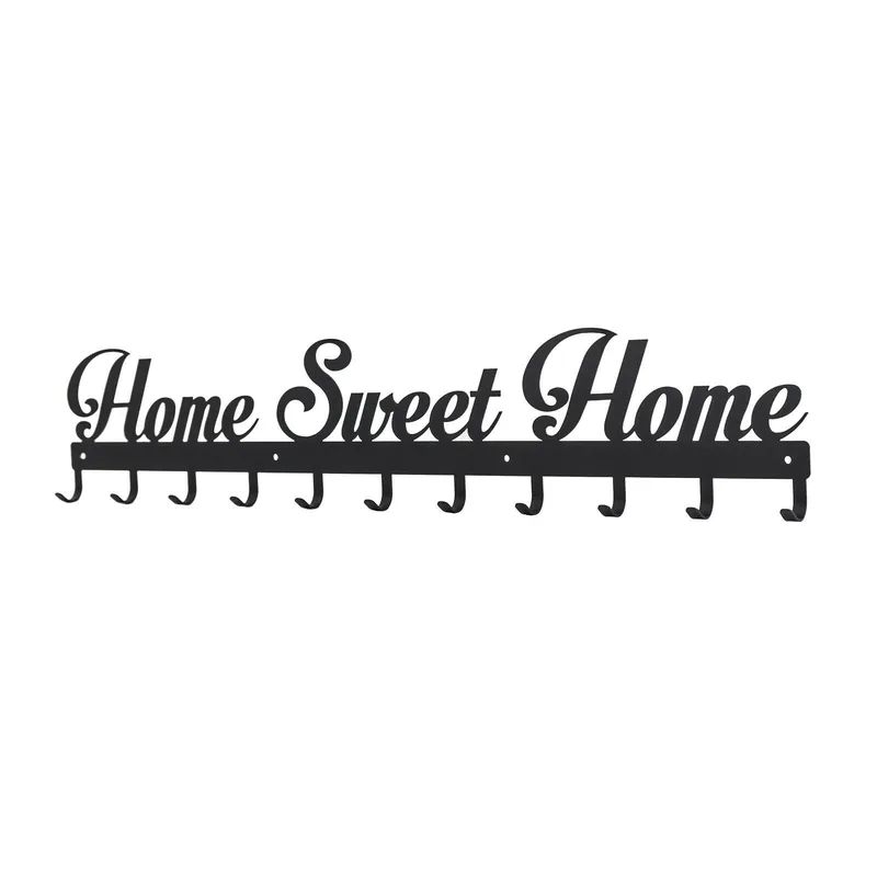 Wieszak Ścienny MEBLIVA Sweet Home, Metal, 80 cm - Czarny