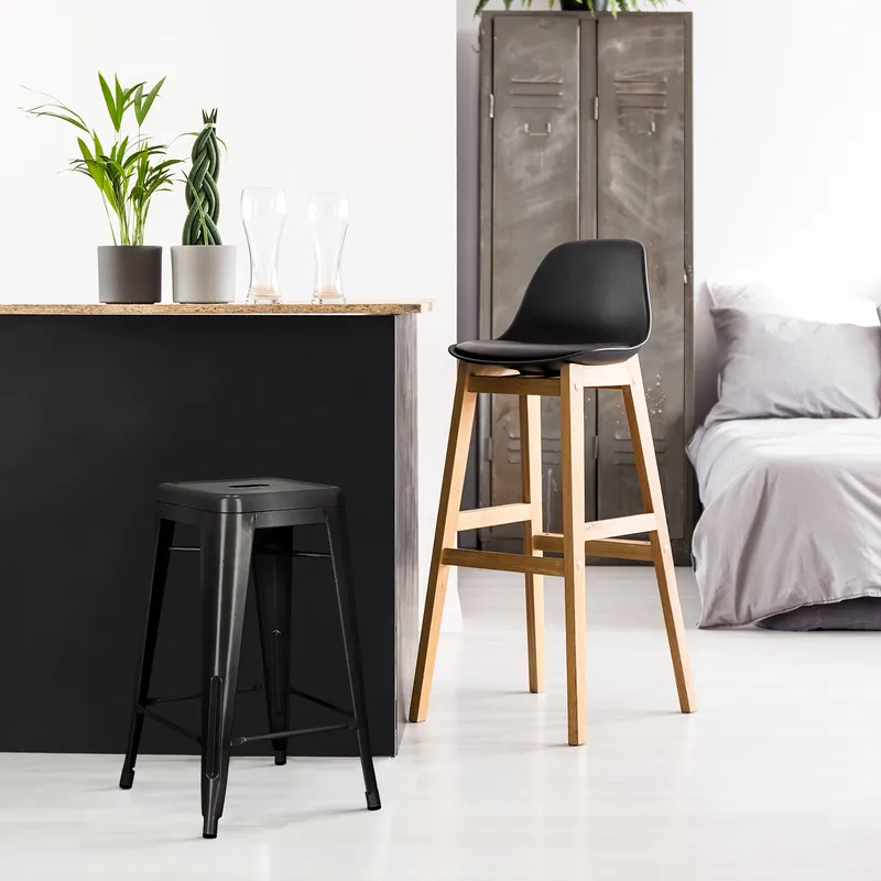 Stołek Barowy MEBLIVA Paris 66cm, Metal Industrialny - Czarny