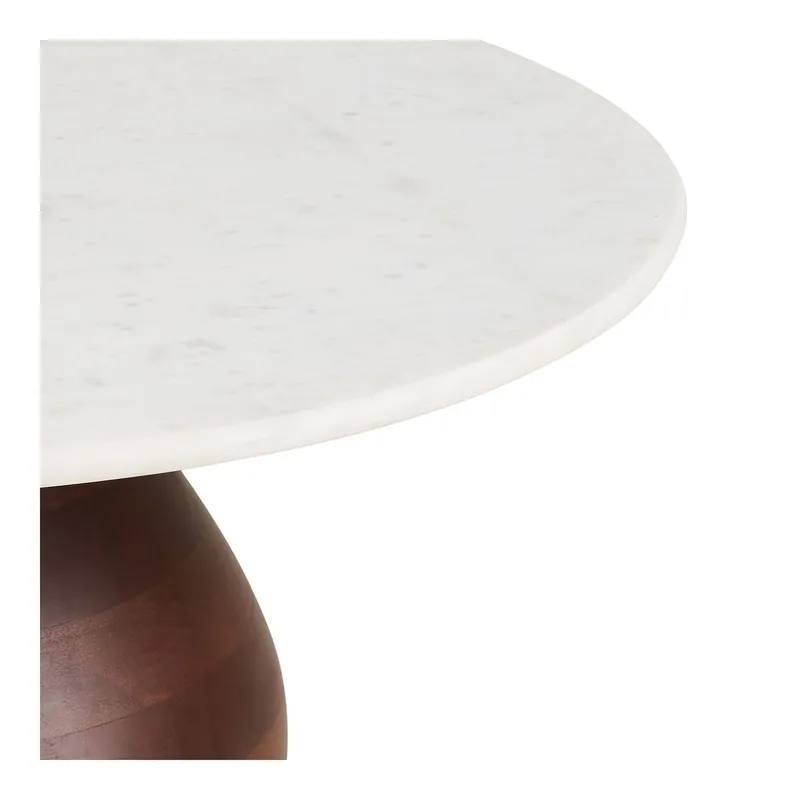 Stolik Kawowy MEBLIVA Heide Marmur/Drewno Mango, 70 cm - Biały