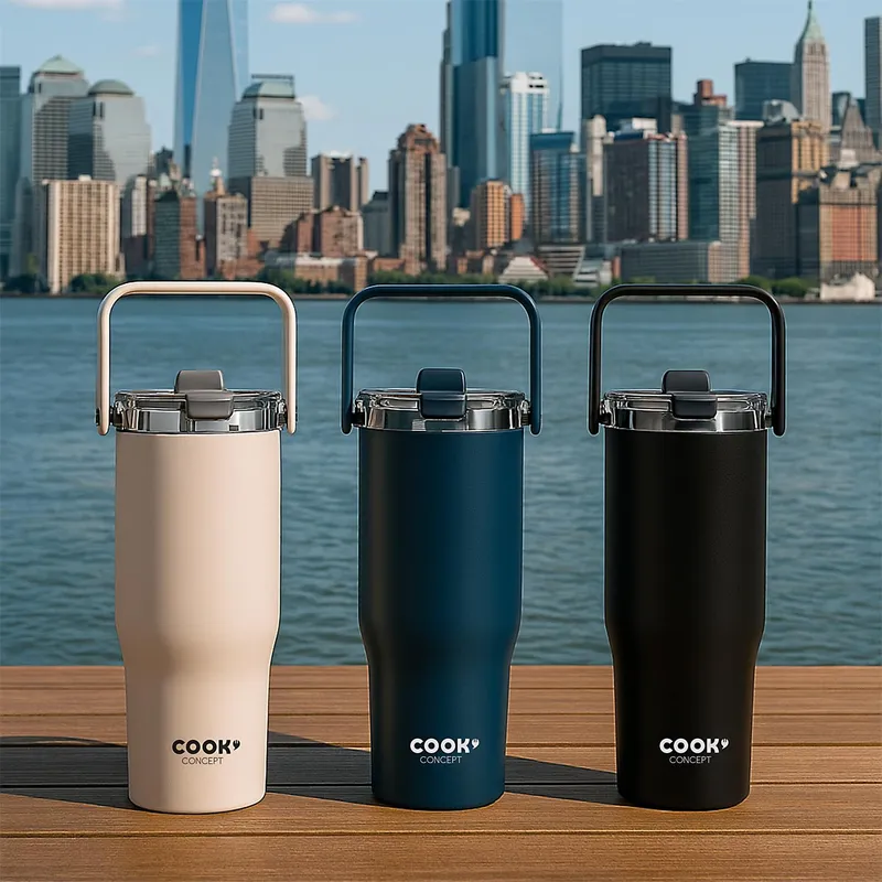 Kubek Termiczny MEBLIVA New York 900ml Metal - Niebieski