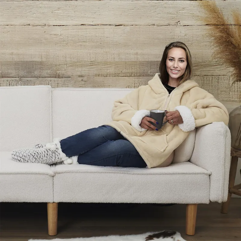 Bluza Ocieplana Rozpinana MEBLIVA Snuddie, Poliester 385g/m² - Beżowa