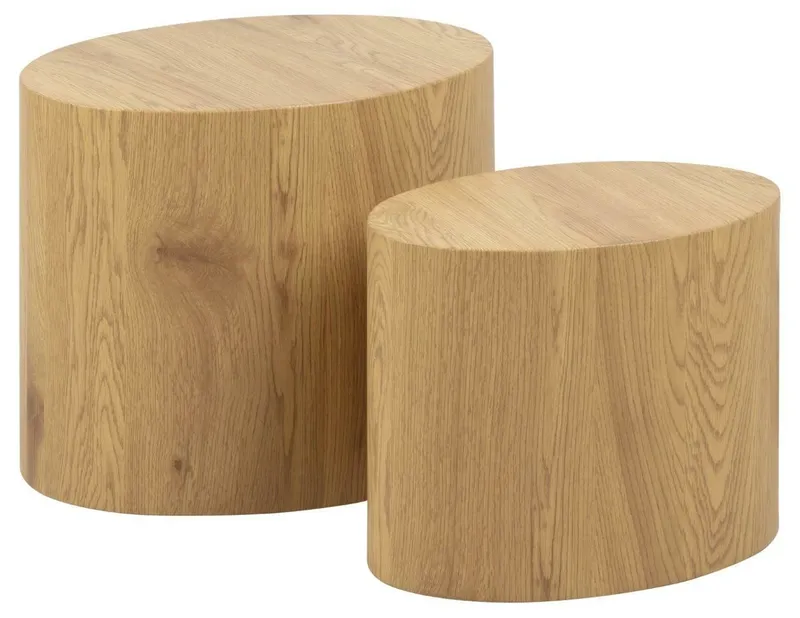 Stolik Kawowy MEBLIVA Mice, Zestaw 2 szt., Tworzywo Owalny Boho - Naturalny