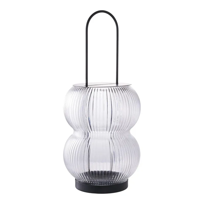 Lampion Ogrodowy MEBLIVA Lucena, Szkło Ryflowane, 36 cm - Transparentny