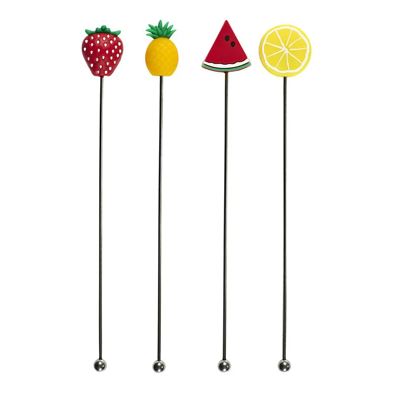 Mieszadełka Do Drinków MEBLIVA Fruit, Metal I Silikon, 18,5 cm - Żółty