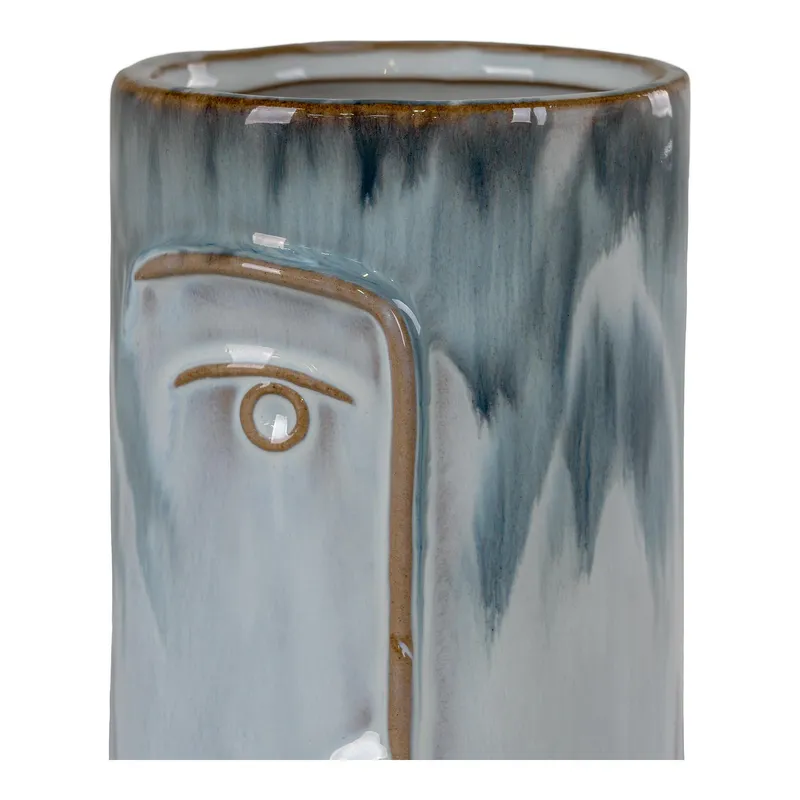 Wazon Ceramiczny MEBLIVA Twarz 17cm - Niebieski