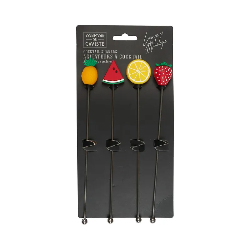 Mieszadełka Do Drinków MEBLIVA Fruit, Metal I Silikon, 18,5 cm - Żółty