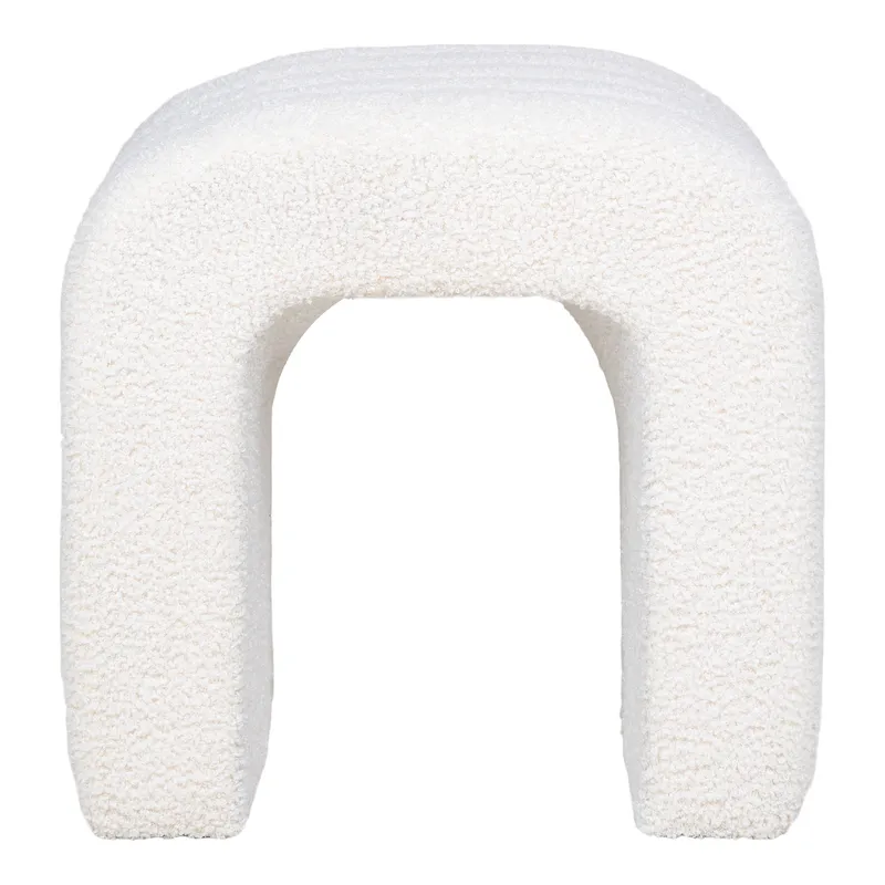 Pufa MEBLIVA Colma Teddy, Minimalistyczna, 41x35 cm - Biała