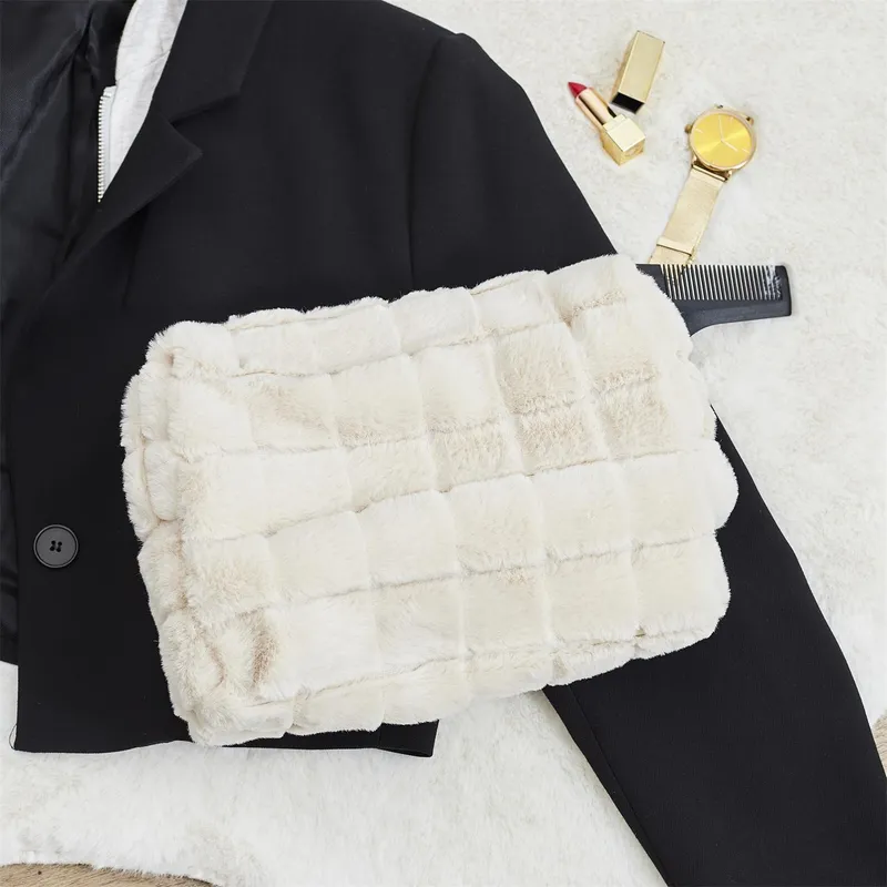 Kosmetyczka MEBLIVA Futrzana, Organizer Podróżny, Poliester - Kremowy