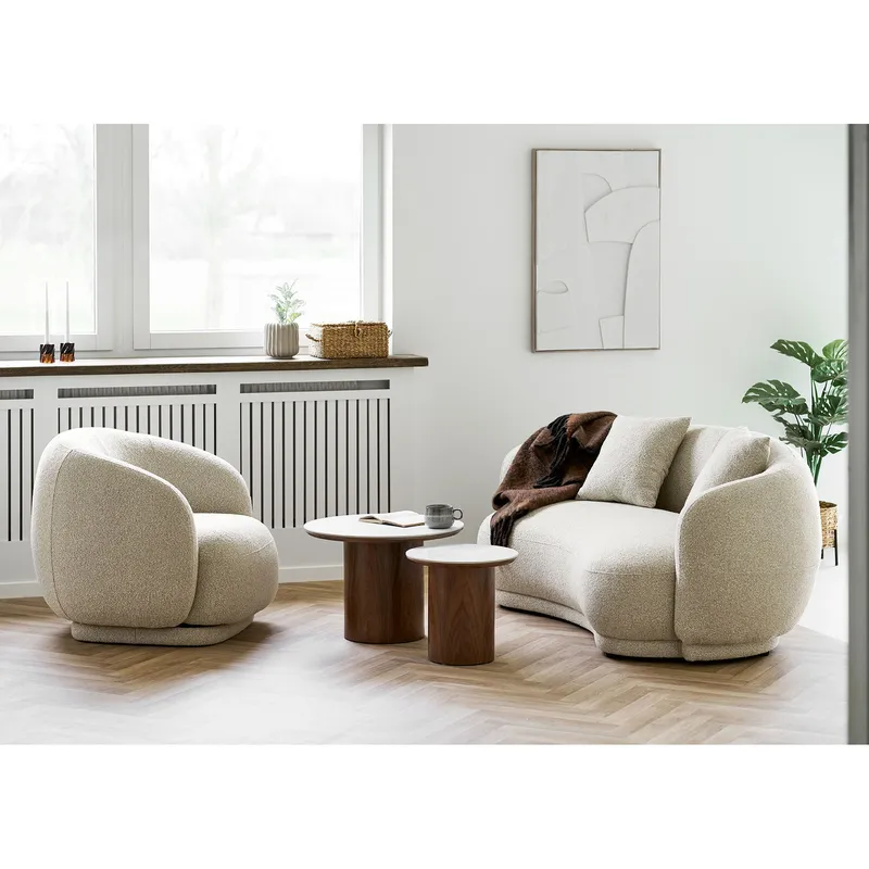 Sofa MEBLIVA Hawkes 2,5-OSOBOWA, Aksamit Nowoczesny - Piaskowa