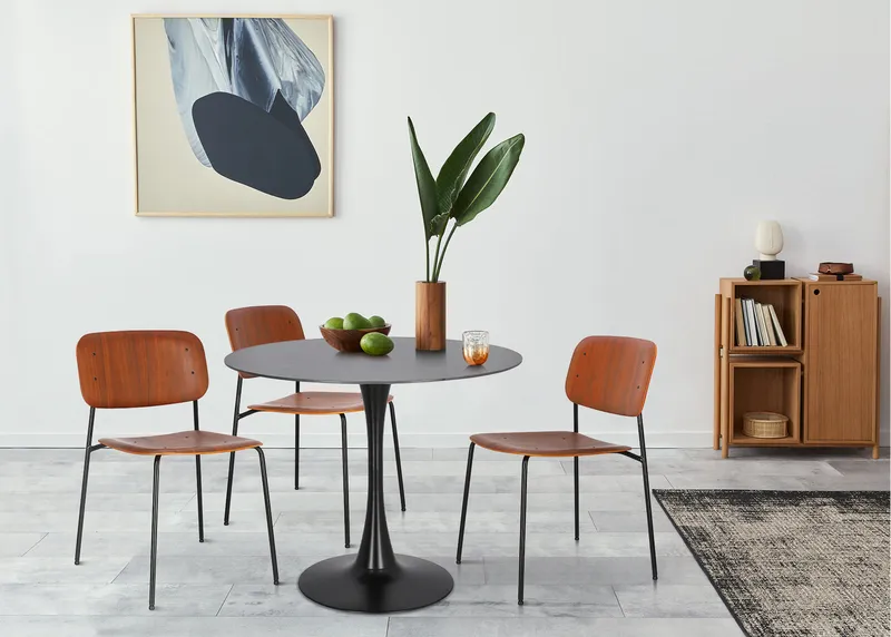 Stół MEBLIVA Skinny Premium Stone 90cm - Spiek Czarny