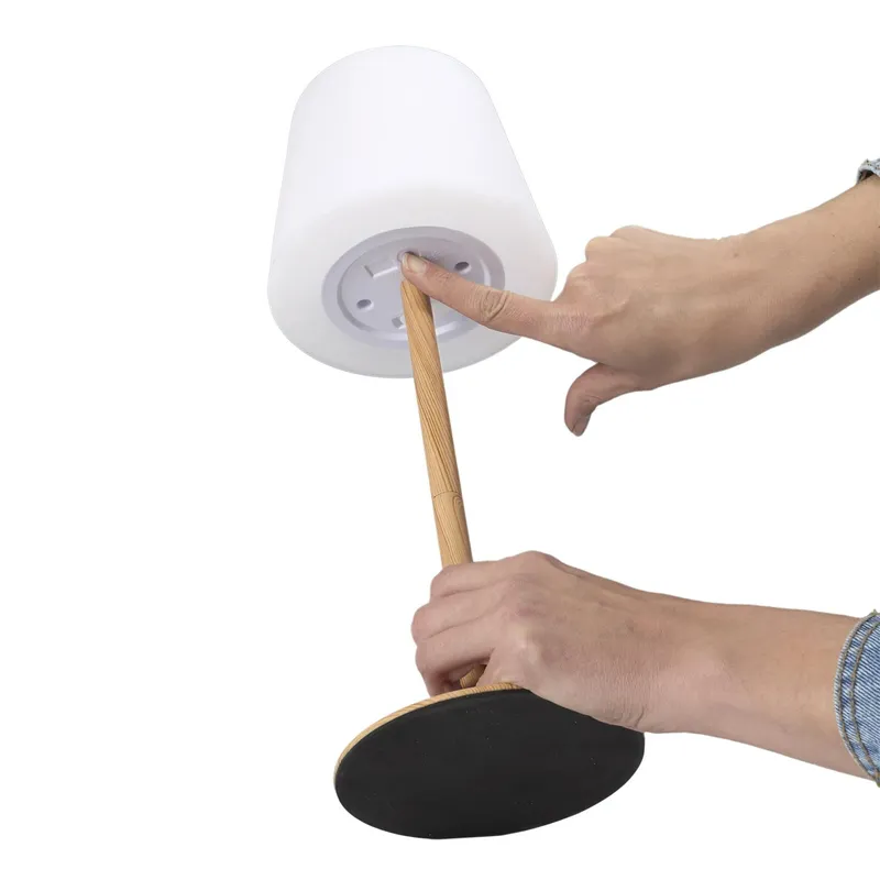 Lampa Stołowa MEBLIVA LED Ładowana Efekt Drewna - Naturalny