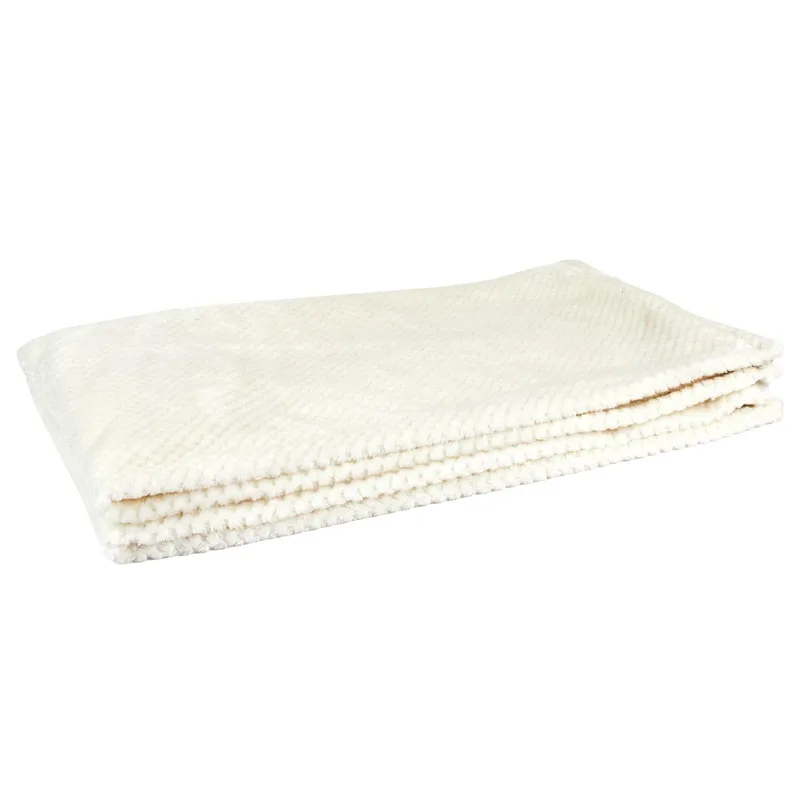 Koc Pled MEBLIVA Honeycomb 120x150cm, 100% Poliester - Kremowy