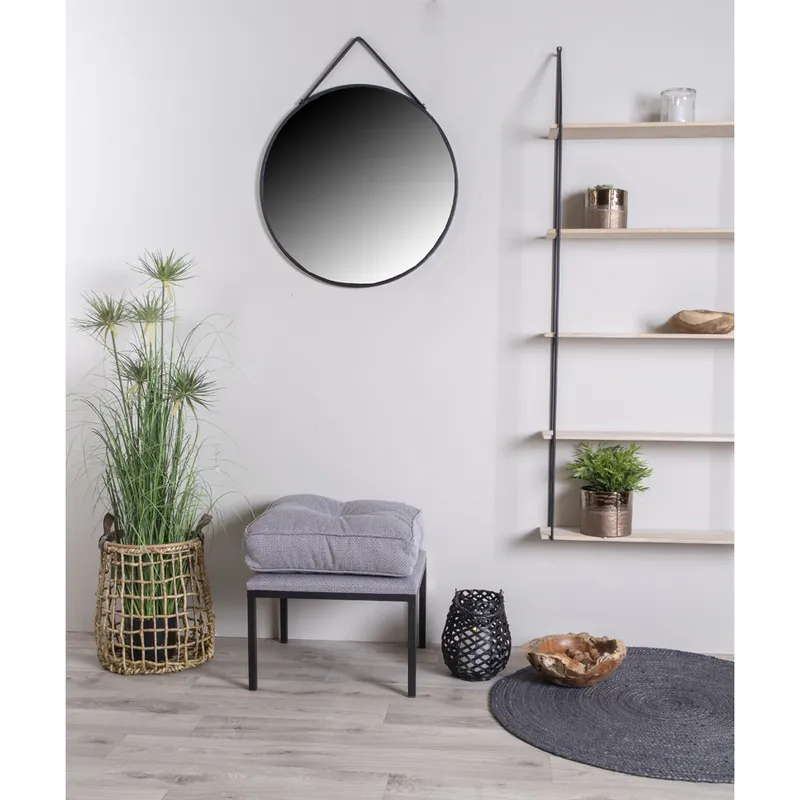 Lustro MEBLIVA Trapani 60cm, Okrągłe W Aluminiowej Ramie - Czarny