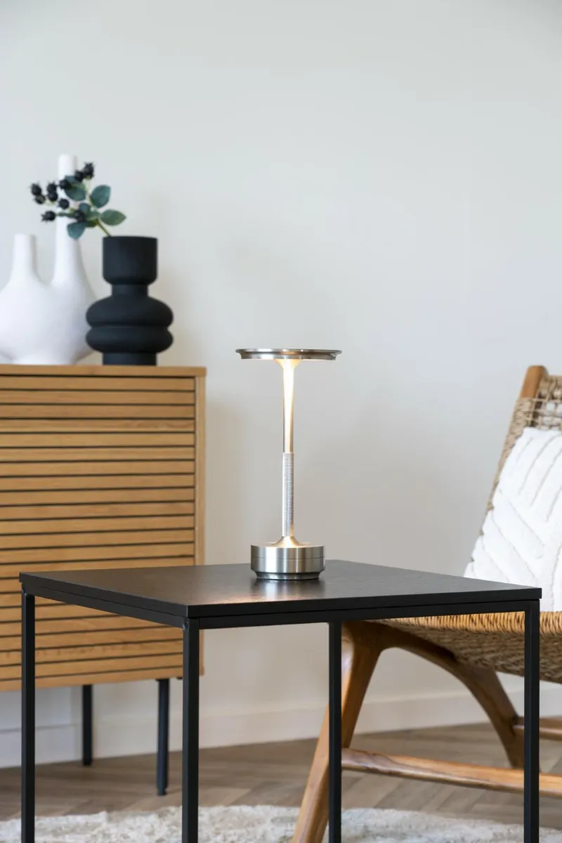 Lampka Stołowa MEBLIVA Lyneham, Metal LED, Nowoczesna - Srebrna