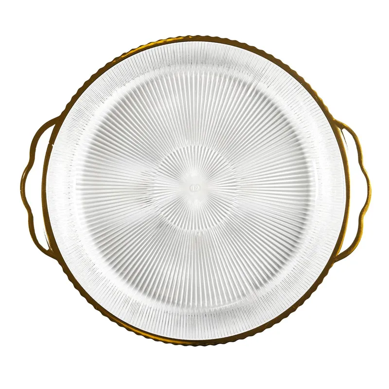 Taca MEBLIVA Mirage Owalna 38,5cm, Transparentna - Złoty Brzeg