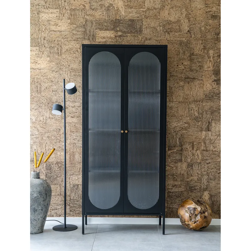 Gablota MEBLIVA Adelaide 180cm Metal Nowoczesna - Czarna