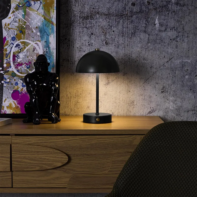 Lampka Stołowa MEBLIVA Funghi, Metal Minimalistyczny - Czarna