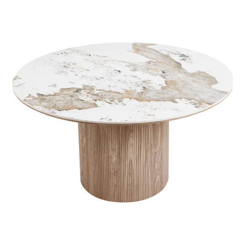 Stół MEBLIVA Athens Blat Ceramiczny Nowoczesny, 140 cm - Biały/Brązowy