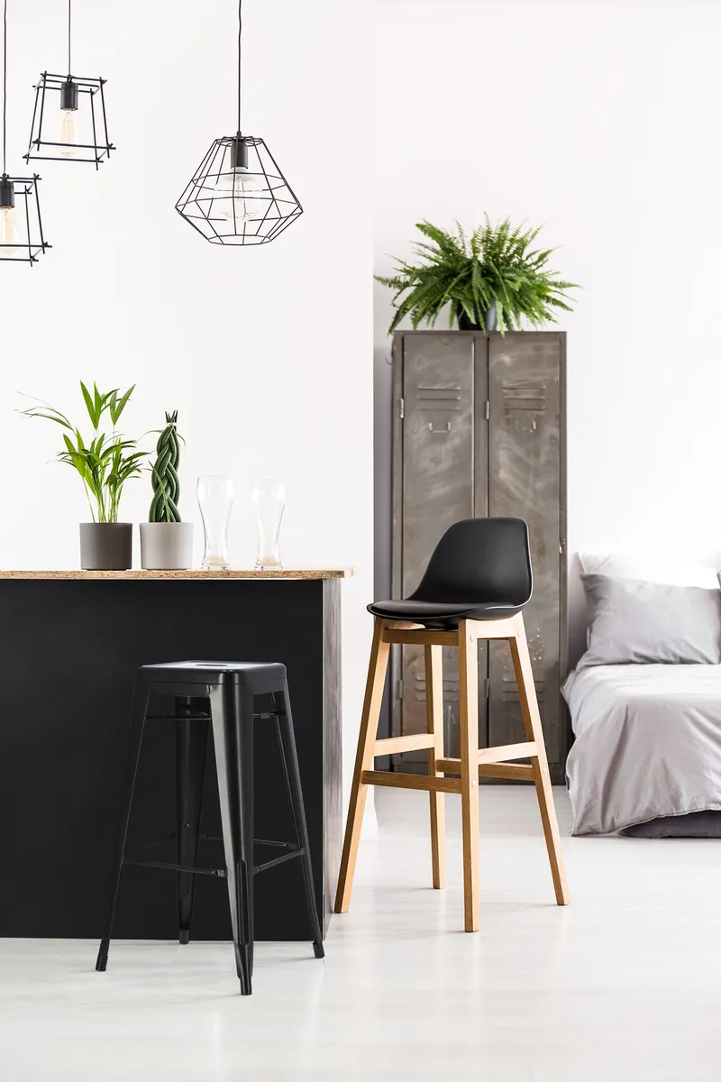 Stołek Barowy MEBLIVA Paris 66cm, Metal Industrialny - Czarny