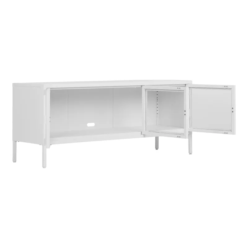 Szafka RTV MEBLIVA Brisbane, Stal Nowoczesna 130 cm - Biała