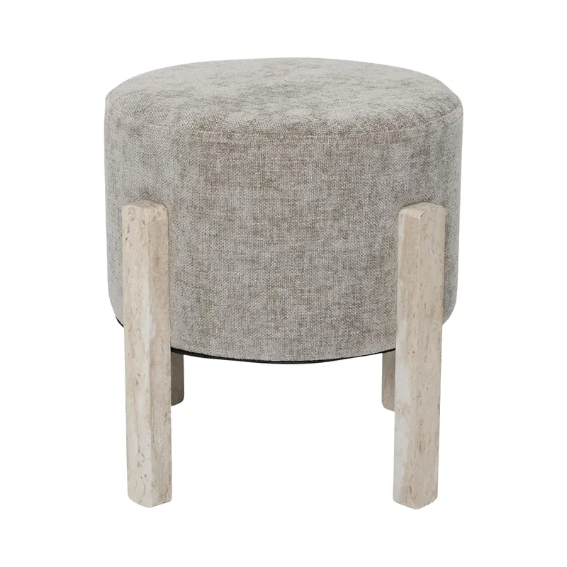 Puf MEBLIVA Scott Taupe Trawertyn - Okrągły, 35 cm - Szary