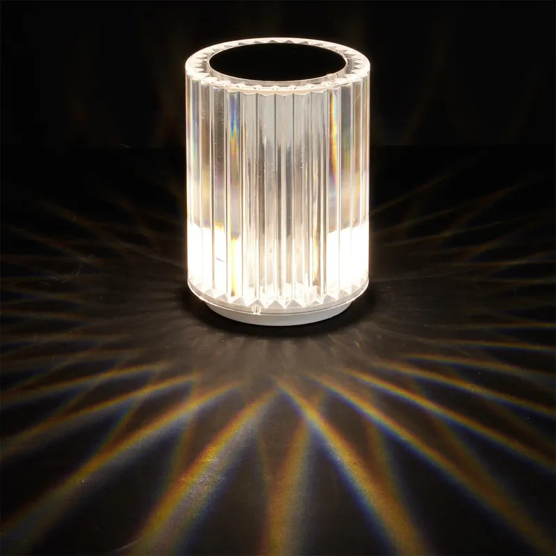 Lampka Stołowa MEBLIVA Cryształowa LED, 12 cm, Klasyczna - Biała