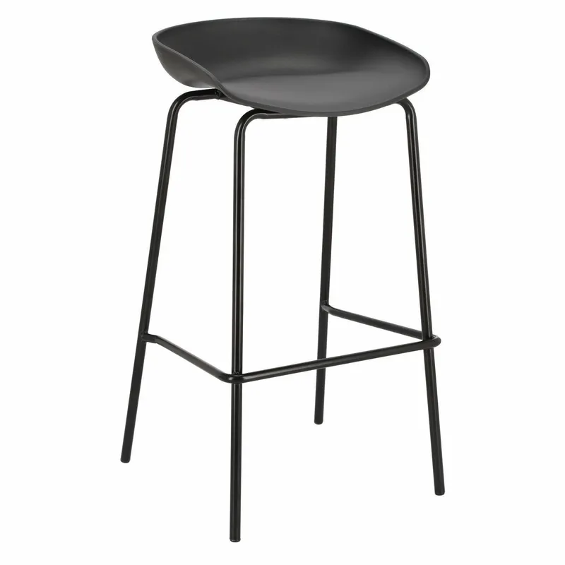 Stołek Barowy MEBLIVA Grego, Nowoczesny Design, Tworzywo - Czarny