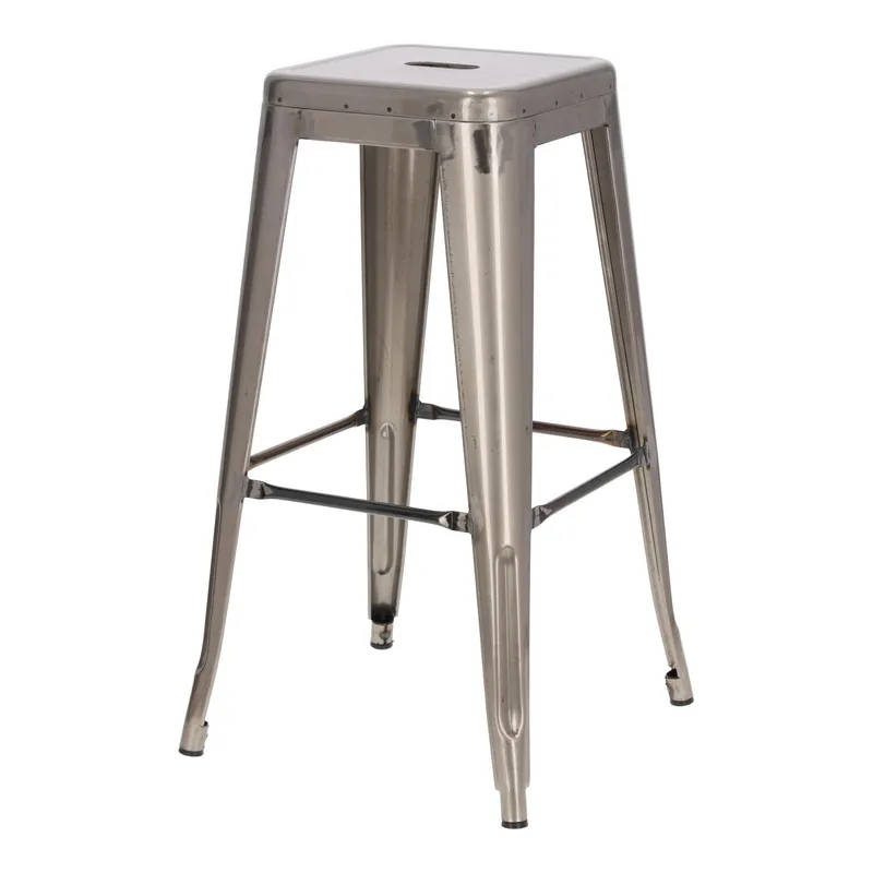 Hoker Barowy MEBLIVA Paris 75cm, Metal Industrialny - Srebrny