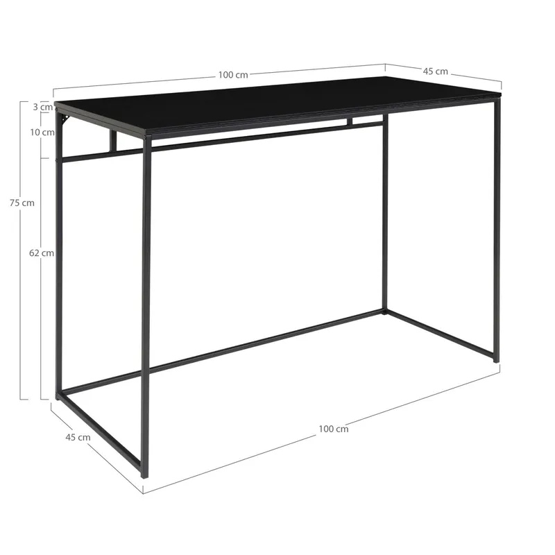 Biurko MEBLIVA Vita Metal Nowoczesne 100x45 cm - Czarny